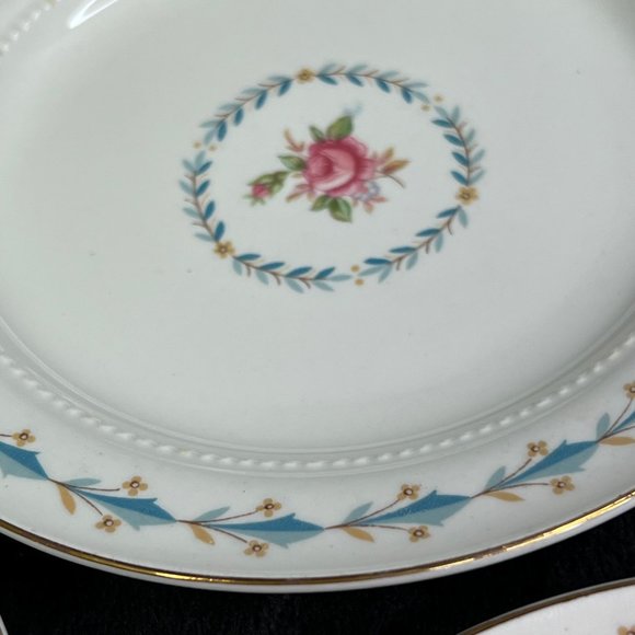 Harmony House Mount Vernon Hall China Bread Butter Plates Set 3 Blue Pink Floral - Picture 5 of 7